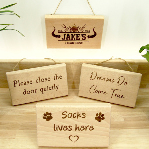 Solid Beech Personalised Sign 20cm - Custom Text Engraved Plaque
