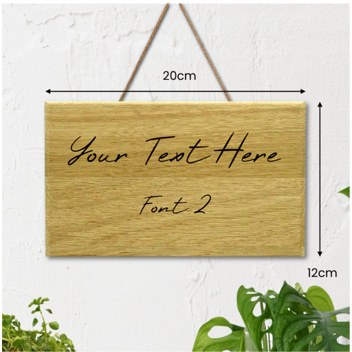 Solid Oak Personalised Sign 20cm - String Hanger