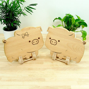 Pig Chopping Board Couple Set - Penny and Percy
