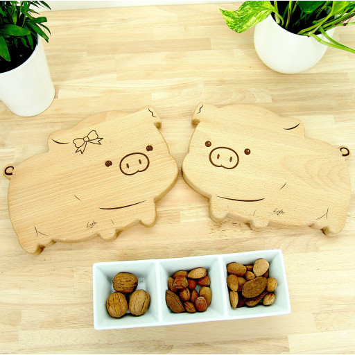 Pig Chopping Board Couple Set - Penny and Percy