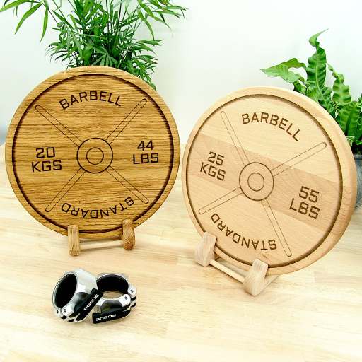 Weight Plate Chopping Board Set - 25kg Beech, 20kg Oak
