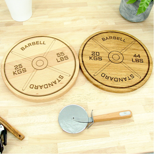 Weight Plate Chopping Board Set - 25kg Beech, 20kg Oak
