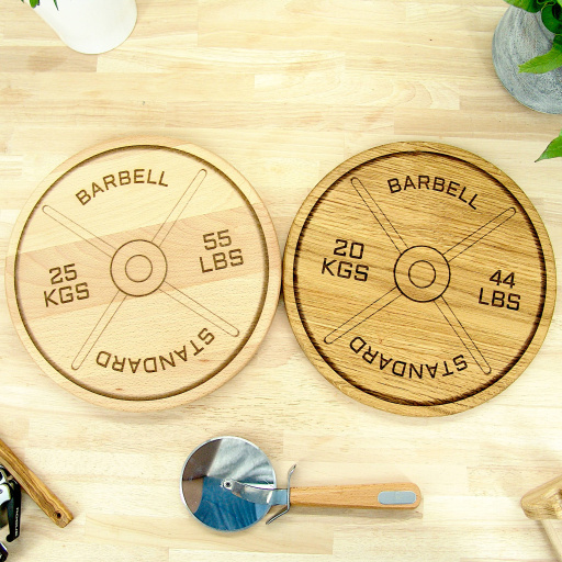 Weight Plate Chopping Board Set - 25kg Beech, 20kg Oak